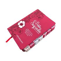 Bíblia Sagrada Vermelha Letra Hiper Gigante Full Color Capa Luxo Abas Arc Cpp Com Harpa