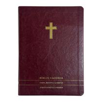 Bíblia Slim Cruz Bordô Arc Capa Premium Luxo C/ Harpa E Fita