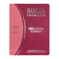 Bíblia Slim Large ARC C/ Harpa Capa Feminina PU Luxo Bicolor - Pink e Rosa - CPP