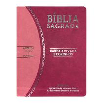 Bíblia Slim Large ARC C/ Harpa Capa Feminina PU Luxo Bicolor - Pink e Rosa
