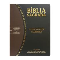 Bíblia Slim Large ARC C/ Harpa Capa PU Luxo Bicolor - Preto e Marrom