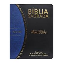 Bíblia Slim Large NVI Pu Bicolor Preto E Azul Letra Grande Casa Publicadora Paulista