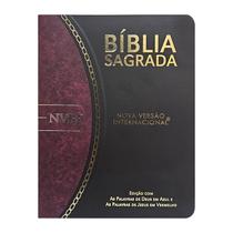 Bíblia Slim Large NVI Pu Bicolor Preto E Vinho Letra Grande Casa Publicadora Paulista