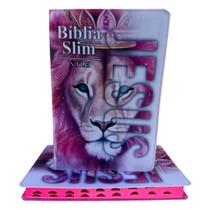 Bíblia Slim Ntlh leão Jesus Pink - Compacta Bíblia Slim Ntlh leão Jesus Pink - Compacta