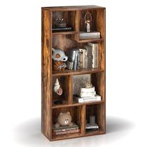 Biblioteca VECELO de 4 niveles 107 cm marrón rústico con 7 compartimentos