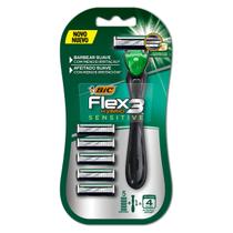 Bic, Barbeador Flex 3 Sensitive Recarregável , 1 Cabo + 5 Cartuchos - 3 Kits