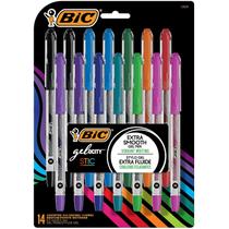 BIC Gel-ocity Gel Stic Cores Variadas Gel Pen Set, Ponto Médio (0,7mm), Pacote de 14 Condes, Canetas de Gel Coloridas para Diário e Listas (RGSMP14-AST)