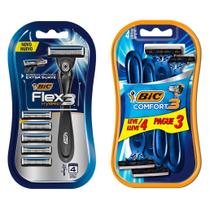 Bic Kit Barbeador Comfort 3 Advance + Flex 3 Recarregável 5 Cartuchos