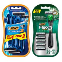 Bic Kit Barbeador Flex 3 Recarregável Sensitive + Comfort 3 Advance Pague 3 Leve 4 II