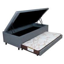 Bicama B&G com Baú Solteirão Reforçado 96x203cm com Cama Auxiliar 78x188x12 em material sintético e Colchão Ecoline Ecoflex Bicama B&G com Baú Solteirão Reforçado 96x203cm com Cama Auxiliar 78x188x12 em material sintético e Colchão Ecoline Ecoflex