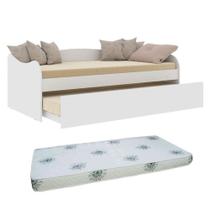 Bicama Babá Ariel Branco Acetinado Com 2 Colchões Ortobom Carolina