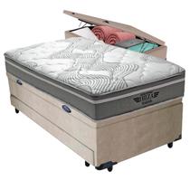 Bicama Baú Bege + Colchão Ibiza Molas V-Tech Solteirão