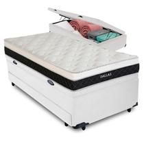 Bicama Baú Branco + Colchão Dallas Molas V-Store 78x188x64