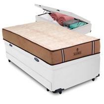 Bicama Baú Branco + Colchão Madrid Molas V-Store 96x203x72