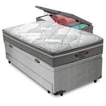Bicama Baú Cinza + Colchão Ibiza Molas V-Store 96x203x66