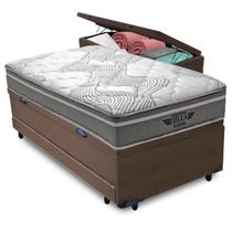 Bicama Baú Marrom + Colchão Ibiza Molas V-Tech Solteirão