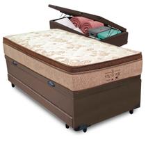 Bicama Baú Marrom + Colchão Victory Molas V-Tech Solteirão