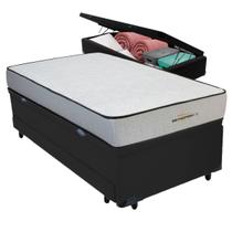Bicama Baú Preto + Colchão Orthopedic D33 V-Tech Solteiro