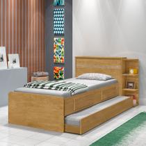 Bicama Baú Solteiro para Colchão 88cm Com Cama Auxiliar J&A Jade Nature