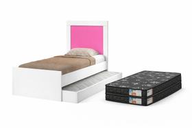 Bicama Bibox Luara Solteiro com Auxiliar para Dormitório com 02 Colchões D23 Cor:Branco