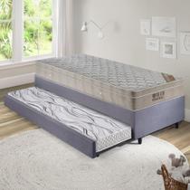 Bicama Box 88x188 Suede Cinza com Colchão Airtech Ortobom Bicama Box 88x188 Suede Cinza com Colchão Airtech Ortobom