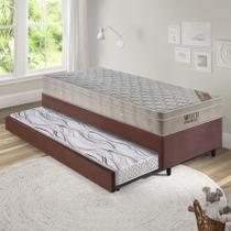 Bicama Box 88x188 Suede Marrom com Colchão Airtech Ortobom