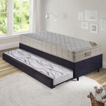 Bicama Box 88x188 Suede Preto com Colchão Airtech Ortobom