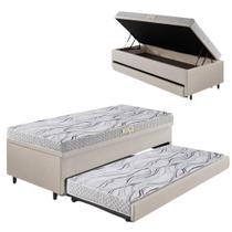 Bicama Box Baú 88x188 material sintético Linho Areia com Colchão de Espuma Ecoline D20 Ecoflex Bicama Box Baú 88x188 material sintético Linho Areia com Colchão de Espuma Ecoline D20 Ecoflex