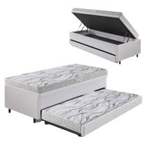 Bicama Box Baú 88x188 material sintético Linho Branco com Colchão de Espuma Ecoline D20 Ecoflex Bicama Box Baú 88x188 material sintético Linho Branco com Colchão de Espuma Ecoline D20 Ecoflex