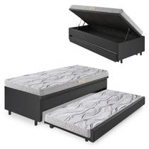 Bicama Box Baú 88x188 material sintético Linho Preto com Colchão de Espuma Ecoline D20 Ecoflex Bicama Box Baú 88x188 material sintético Linho Preto com Colchão de Espuma Ecoline D20 Ecoflex