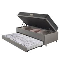 Bicama Box Baú 88x188x42 Revestimento Sintético Cinza com Colchão de Espuma Dual Firme Ecoflex Bicama Box Baú 88x188x42 Revestimento Sintético Cinza com Colchão de Espuma Dual Firme Ecoflex