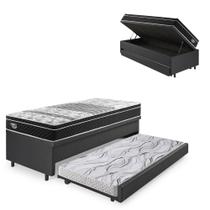 Bicama Box Baú material sintético Linho Preto 88x188 com Colchão Gransleep Molas Verticoil Ecoflex Bicama Box Baú material sintético Linho Preto 88x188 com Colchão Gransleep Molas Verticoil Ecoflex