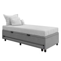 Bicama Box Baú Solteirão 96x188 cm Samy S05 Veludo Cinza - Mpozenato