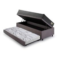 Bicama Box Baú Solteirão Com Colchão Adapto Molas Ensacadas Ecoflex Suede Cinza 96x203 Bicama Box Baú Solteirão Com Colchão Adapto Molas Ensacadas Ecoflex Suede Cinza 96x203