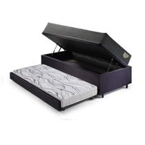 Bicama Box Baú Solteirão Com Colchão Adapto Molas Ensacadas Ecoflex Suede Preto 96x203 Bicama Box Baú Solteirão Com Colchão Adapto Molas Ensacadas Ecoflex Suede Preto 96x203