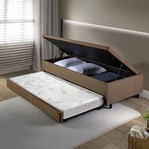 Bicama Box Baú Solteiro Com Colchão Adapto Molas Ensacadas Ecoflex Linho Marrom 88x188 - Cama inHouse Bicama Box Baú Solteiro Com Colchão Adapto Molas Ensacadas Ecoflex Linho Marrom 88x188 - Cama inHouse
