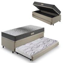 Bicama Box Baú Solteiro Com Colchão Dual Firm Ecoflex Linho Bege 88x188 Bicama Box Baú Solteiro Com Colchão Dual Firm Ecoflex Linho Bege 88x188