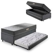Bicama Box Baú Solteiro Com Colchão Dual Firm Ecoflex Linho Cinza 88x188 Bicama Box Baú Solteiro Com Colchão Dual Firm Ecoflex Linho Cinza 88x188