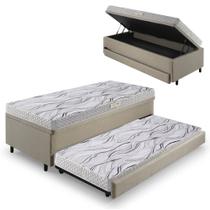 Bicama Box Baú Solteiro Com Colchão Ecoline D20 Ecoflex Linho Bege 88x188 - Cama inHouse Bicama Box Baú Solteiro Com Colchão Ecoline D20 Ecoflex Linho Bege 88x188 - Cama inHouse