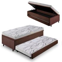 Bicama Box Baú Solteiro Com Colchão Ecoline D20 Ecoflex Suede Marrom 88x188