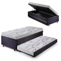 Bicama Box Baú Solteiro Com Colchão Ecoline D20 Ecoflex Suede Preto 88x188 Bicama Box Baú Solteiro Com Colchão Ecoline D20 Ecoflex Suede Preto 88x188