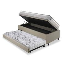 Bicama Box Baú Solteiro Linho Bege 88x188 Com Colchão Hanover Molas Ensacadas Inducol Bicama Box Baú Solteiro Linho Bege 88x188 Com Colchão Hanover Molas Ensacadas Inducol