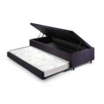 Bicama Box Com Baú Solteirão 96x203 com Colchão Auxiliar Suede Preto - Cama inHouse