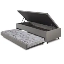 Bicama Box com Baú Solteiro 88x188 Cinza com colchão auxiliar Espuma Ecoflex