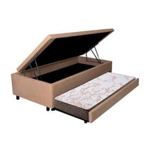 Bicama Box Com Baú Viúvo 120x203 com Colchão Auxiliar Bege - Cama inHouse