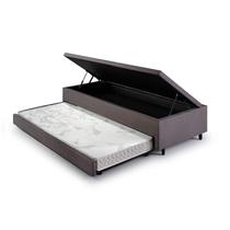 Bicama Box Com Baú Viúvo 120x203 com Colchão Auxiliar Suede Cinza - Cama inHouse