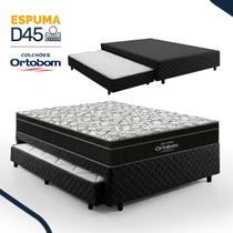 Bicama Box com Colchão Ortobom Airtech Ortopillow 150 D45 + Auxiliar de Espuma D28 Positanno Casal 138cm