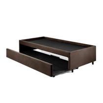 Bicama Box para Dois Colchões Solteirão 96x203 Suede Marrom