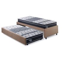 Bicama Box Solteirão 96x203 Cm Linho com Dois Colchões Gran Sleep Molas Verticoil Ecoflex