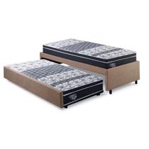 Bicama Box Solteirão 96x203 Cm Linho com Dois Colchões Gran Sleep Molas Verticoil Ecoflex - B&G